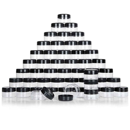 ZIQI 100 Pieces Sample Empty Containers, 20g Clear Cosmetic Container Jars with Lids, Plastic Pot Makeup Jars for Cosmetics, Cream, Lip Balm, Lip Scrub, Ointments-Leak Proof