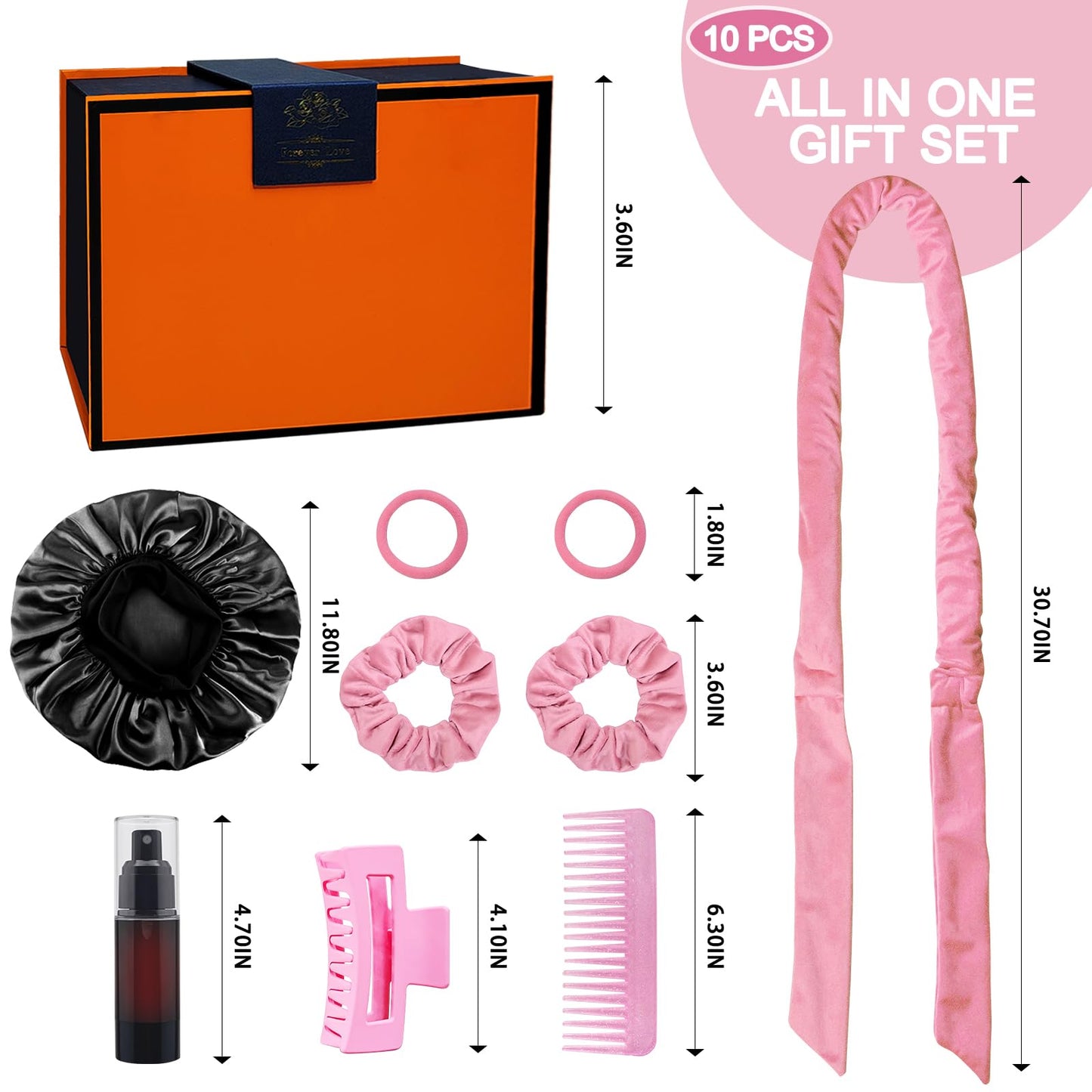 Extra-Long Overnight Heatless Curling Headband for Long Hair, No Heat Curlers to Sleep In (Pink-Giftbox)