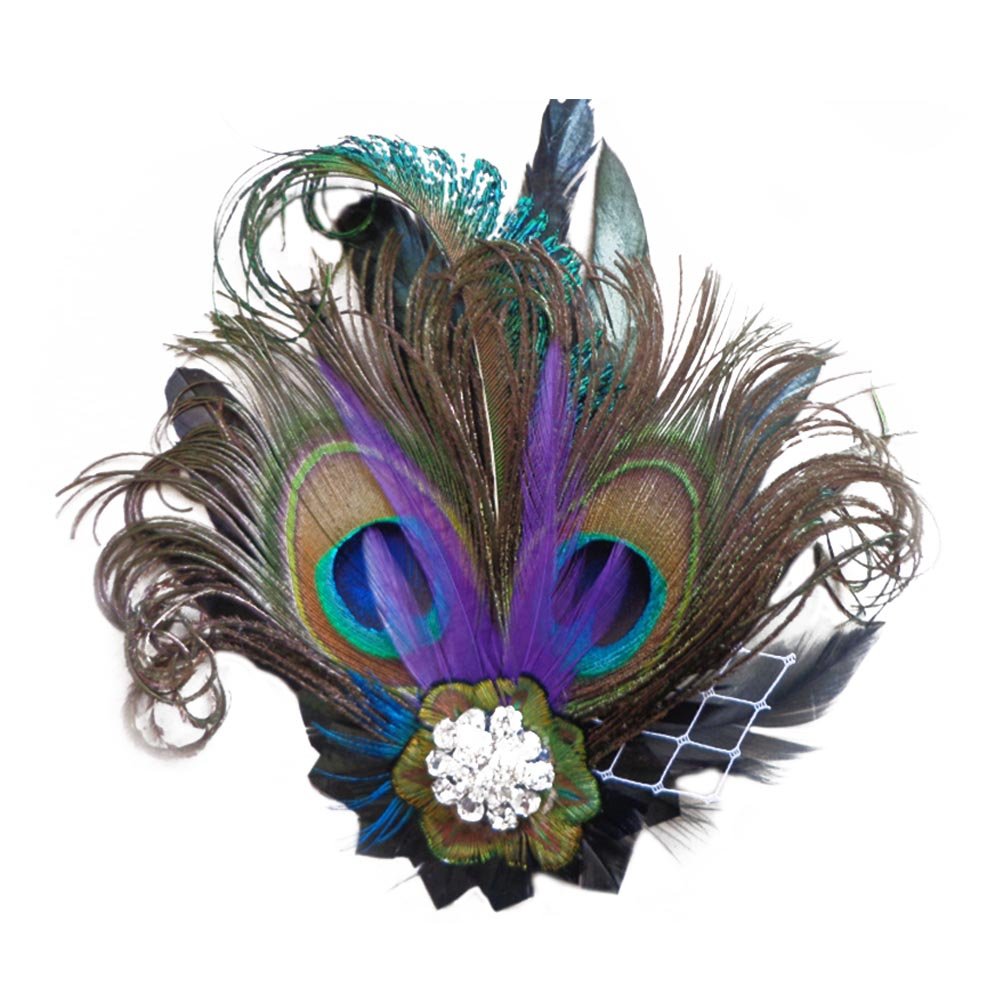 Song Qing Fascinator Hair Clips Peacock Feather Hair Clip Pin for Women Brides Bridesmaids Green