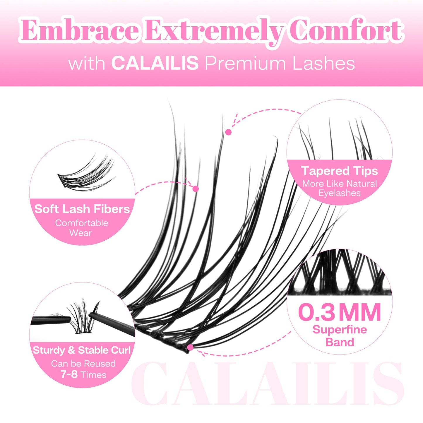 CALAILIS Lash Clusters DIY Cluster Eyelash Extensions 144pcs Natural Cluster Lashes Mega Volume Individual Lashes Reusable Wispy Eyelash Clusters (CDD12,D-10-16MIX)