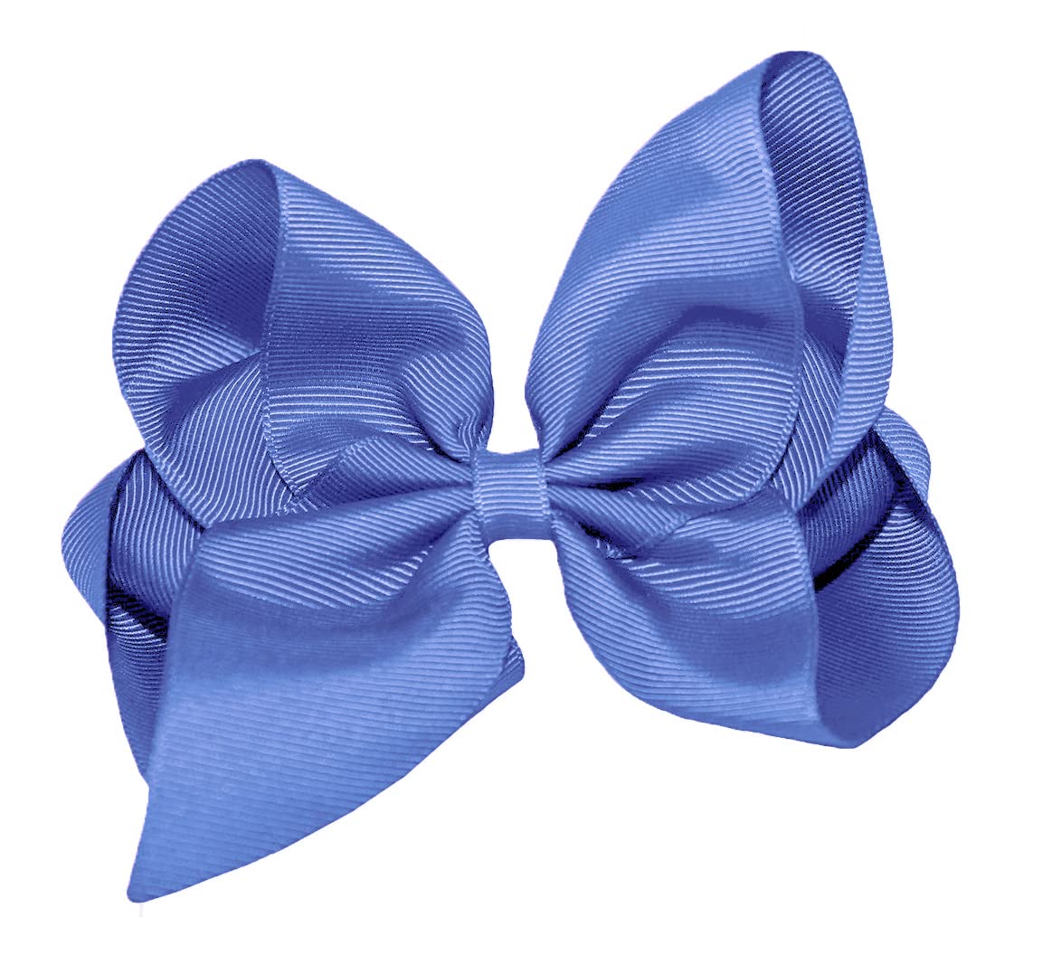 WD2U Girls 6" Classic Style Large Boutique Grosgrain Hair Bow Alligator Clip Periwinkle