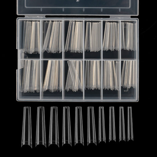 Tapered Extra Long Nail Tips, Ballerina Clear Acrylic Fake Nail Tips, Press On Nail False Nails with Box for Nail Salons and DIY Nail Art, 240PCS, 10 Sizes (Clear)