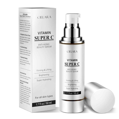 CIELARA Vitamin C Serum for Face, Anti Aging 20% Super C Retinol Serum With Hyaluronic Acid, Vitamin E, Collagen Peptides, Wrinkle Serume for Dark Spot, tighten, firming, lift, Brightening-1.7 Fl Oz
