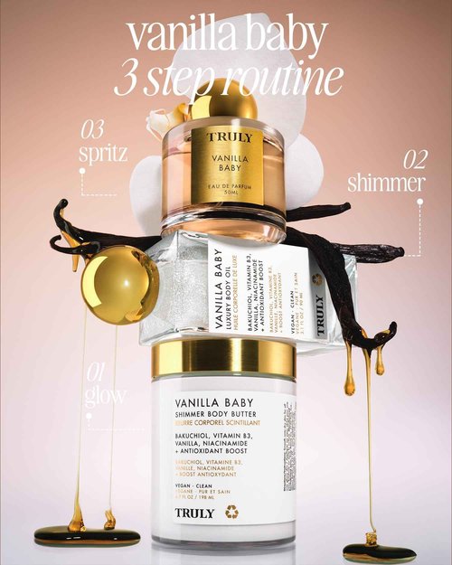 Truly Beauty Vanilla Baby Shimmer Body Butter | Smoothing & Firming Body Moisturizer with Bakuchiol & Niacinamide | Softens, Plumps & Illuminates Skin | Pearlescent Glow & Sweet Vanilla Scent