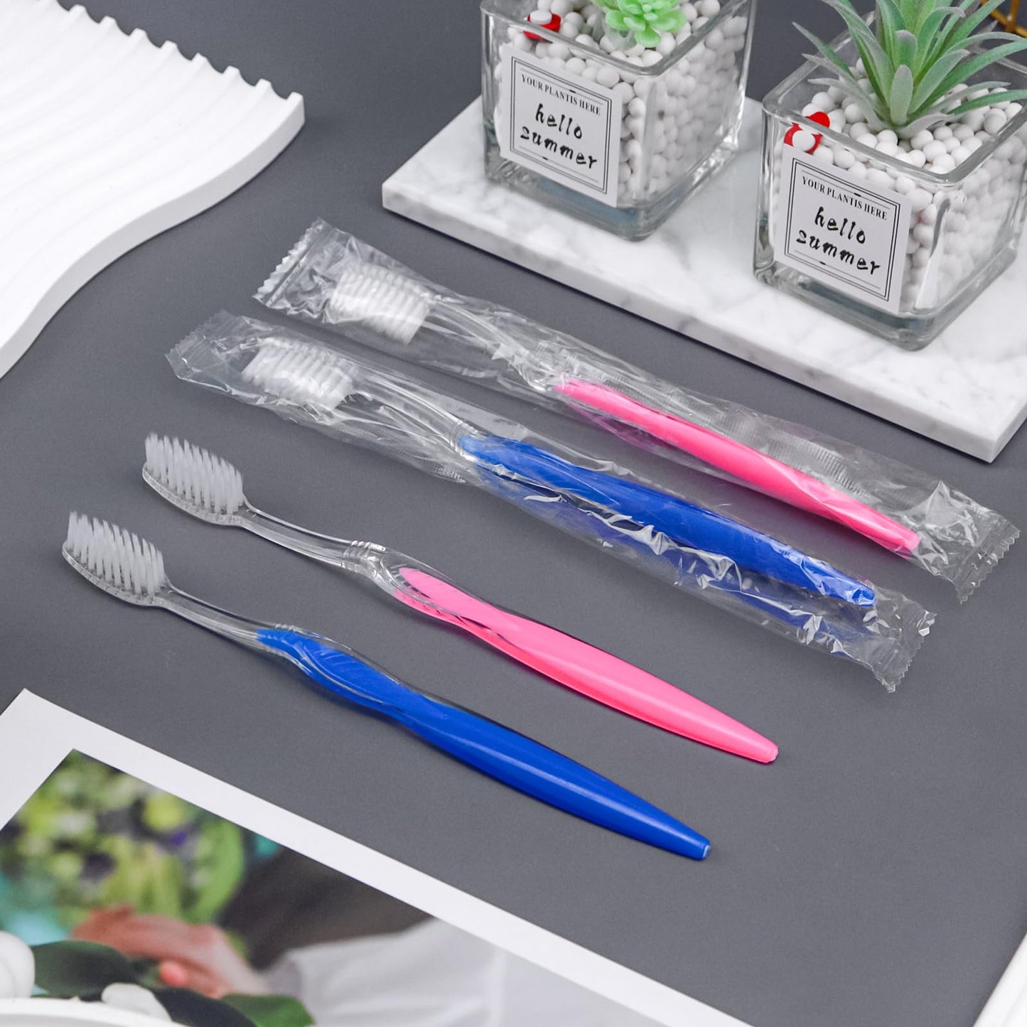 HQSLsund 200 pcs Prepasted Disposable Toothbrushes Bulk Individually Wrapped Pre Pasted Soft Bristle Tooth Brush Set Travel Toothbrushes for Homeless Gift Hotel Camping Travel