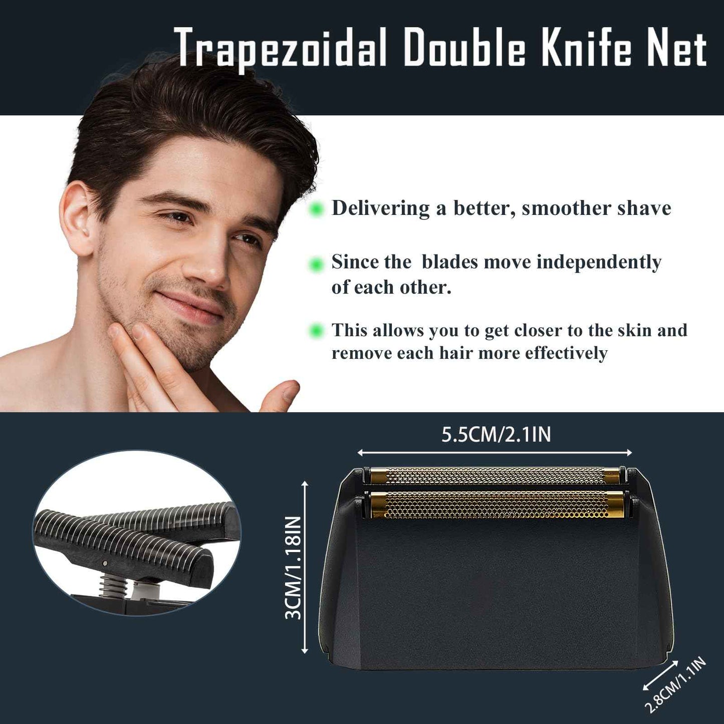 Shaver Foil Head Cutter Bar Replacement,Compatible with Wahl 5 Star Series Vanish Shaver 8173-700,High Performance Shaving Accessorie, Black (2 Pack)