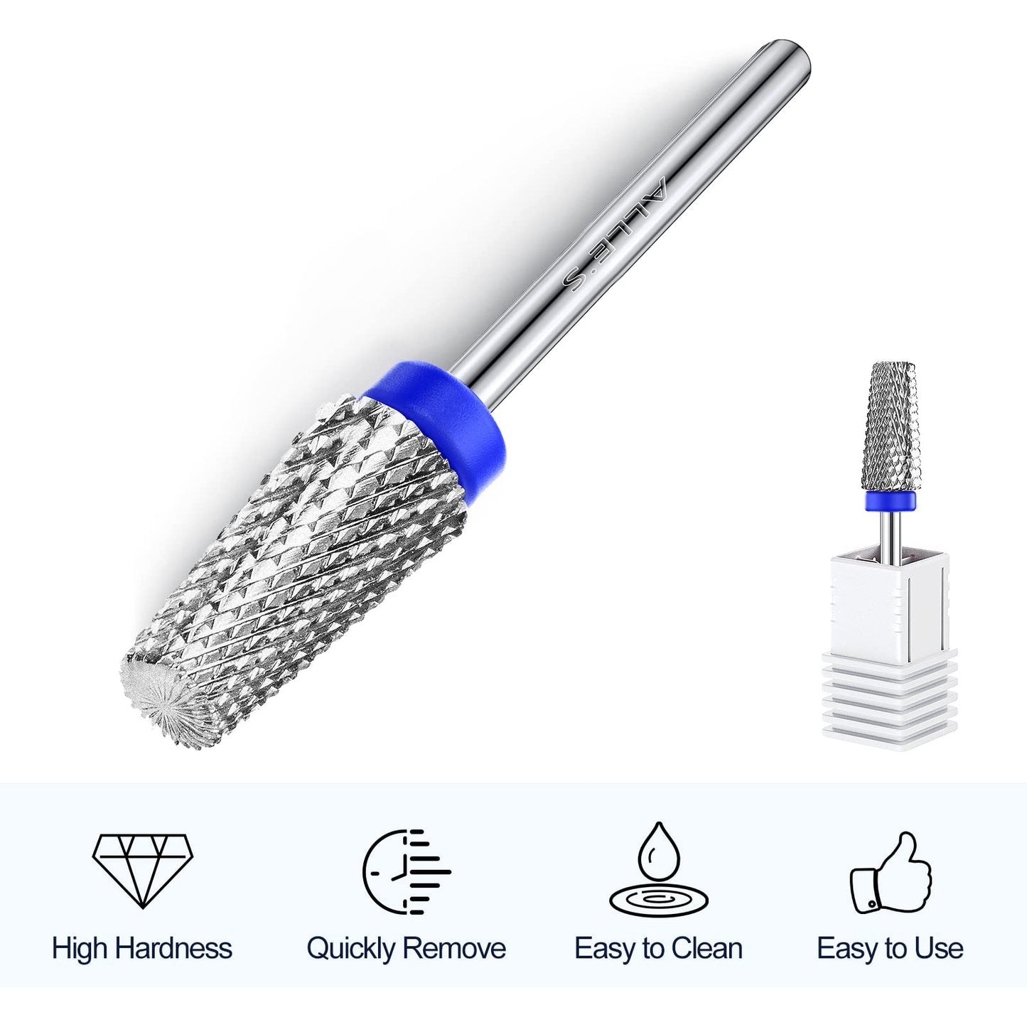 Tungsten Nail Drill Bits 5 in 1 Carbide Nail Drill Bits for Acrylic Hard Gel Cuticle Remove 3/32'' Universal Bits for Efile Nail Drill Machine Manicure Pedicure Salon (Silver Medium Cross Cut)