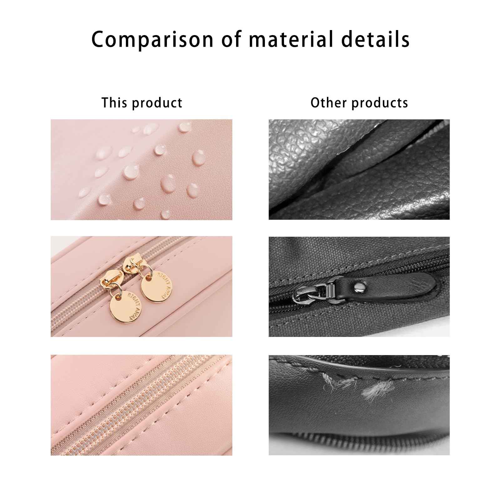 RIGHT AWAY Small Makeup Bag for Purse,Travel Cosmetic Bag Organizer for Women,Cute Make Up Pouch Waterproof Toiletry Bag with Zipper,Portable Makeup Case Skincare Bag for Travel Accessories(Pink)