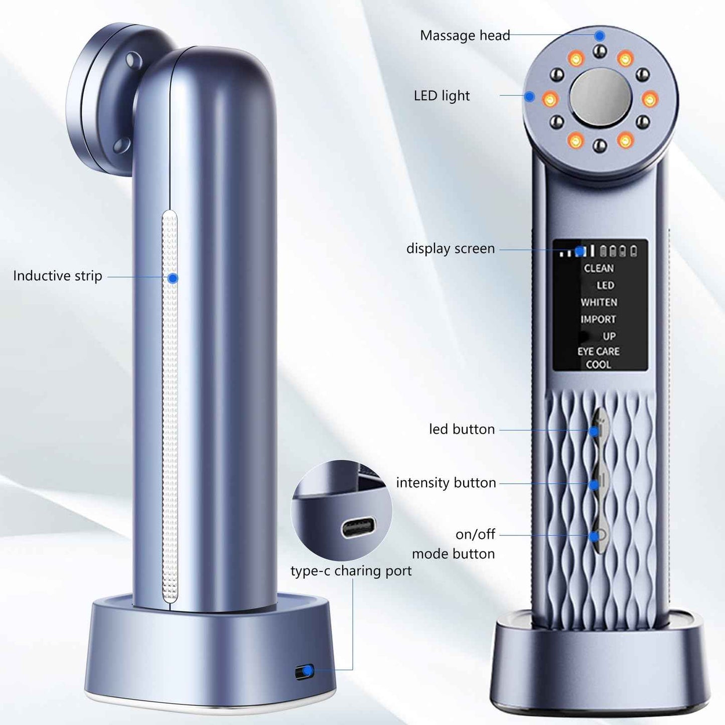 MASIKE Facial Massager for Face, Portable Electric Face Massager 7 in 1 Red Light Therapy Beauty Device Tool for Skin Care at Home