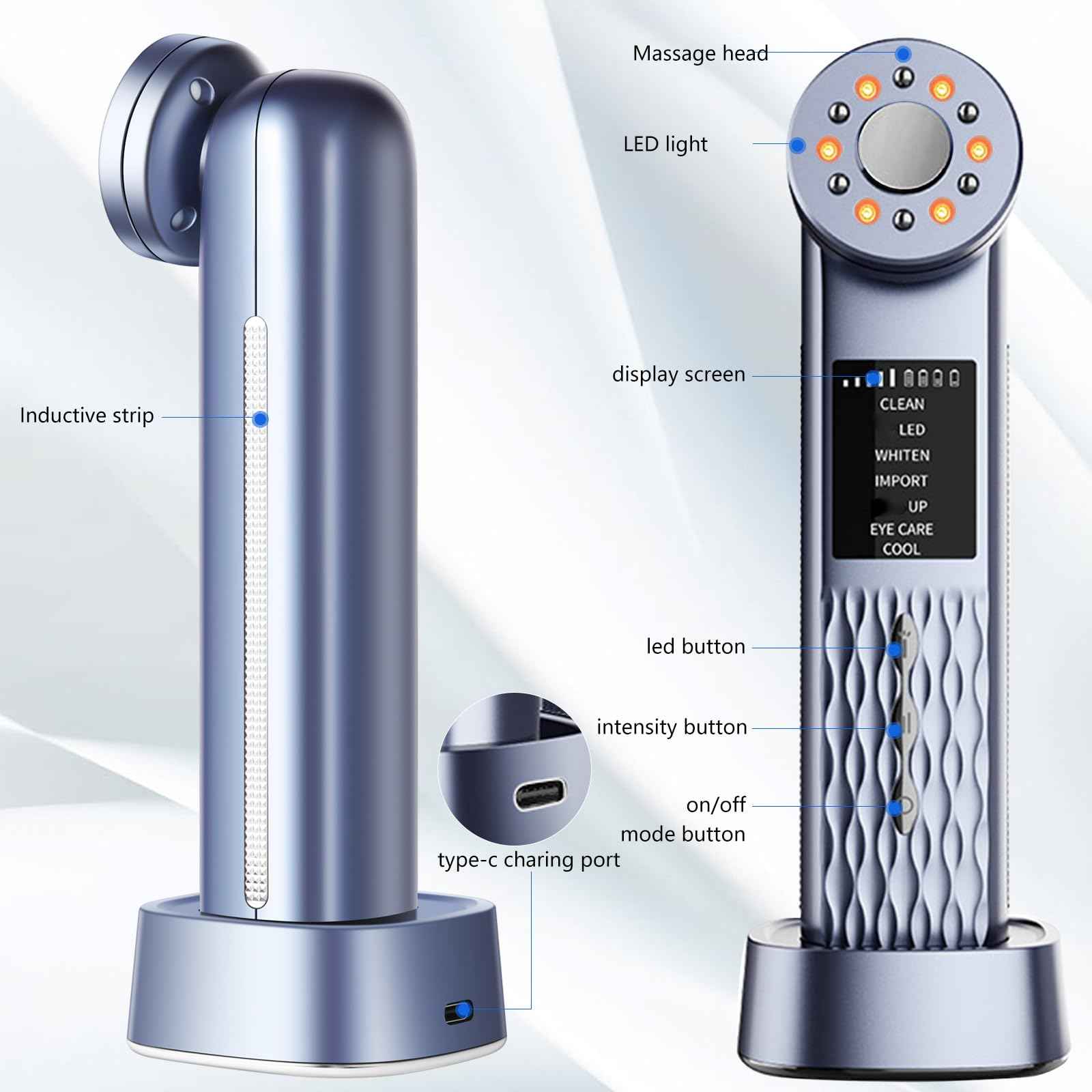 MASIKE Facial Massager for Face, Portable Electric Face Massager 7 in 1 Red Light Therapy Beauty Device Tool for Skin Care at Home