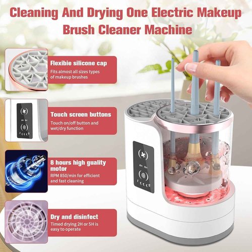 3 IN 1 Electric Makeup Brush Cleaner Machine With Makeup Brush Dryer-Holder-Portable Automatic USB Cosmetic Brushes Cleaner Tool for All Size Beauty Makeup Brush Set,Contour, Eyeshadow, Blush Brush