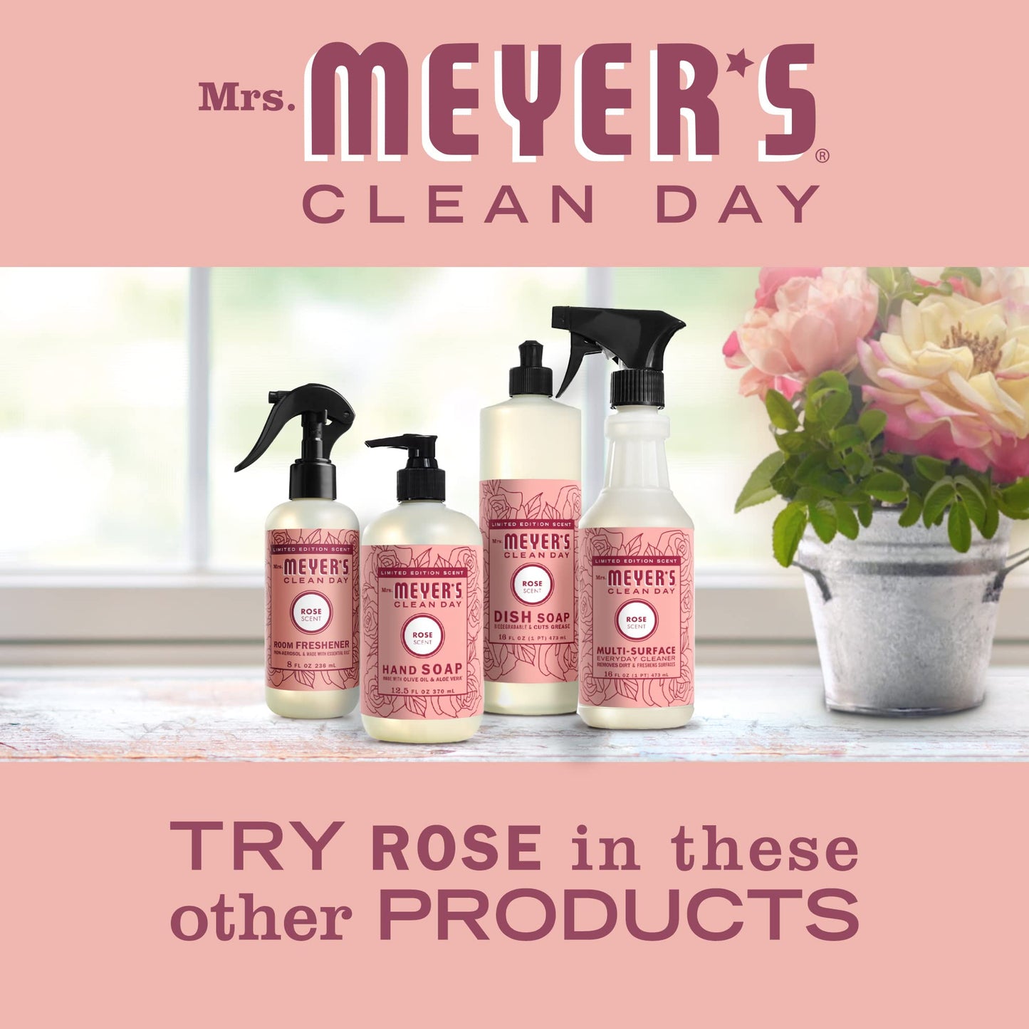 Mrs. Meyer's Clean Day Liquid Hand Soap Rose 12.5 Fl Oz (Pack of 3)