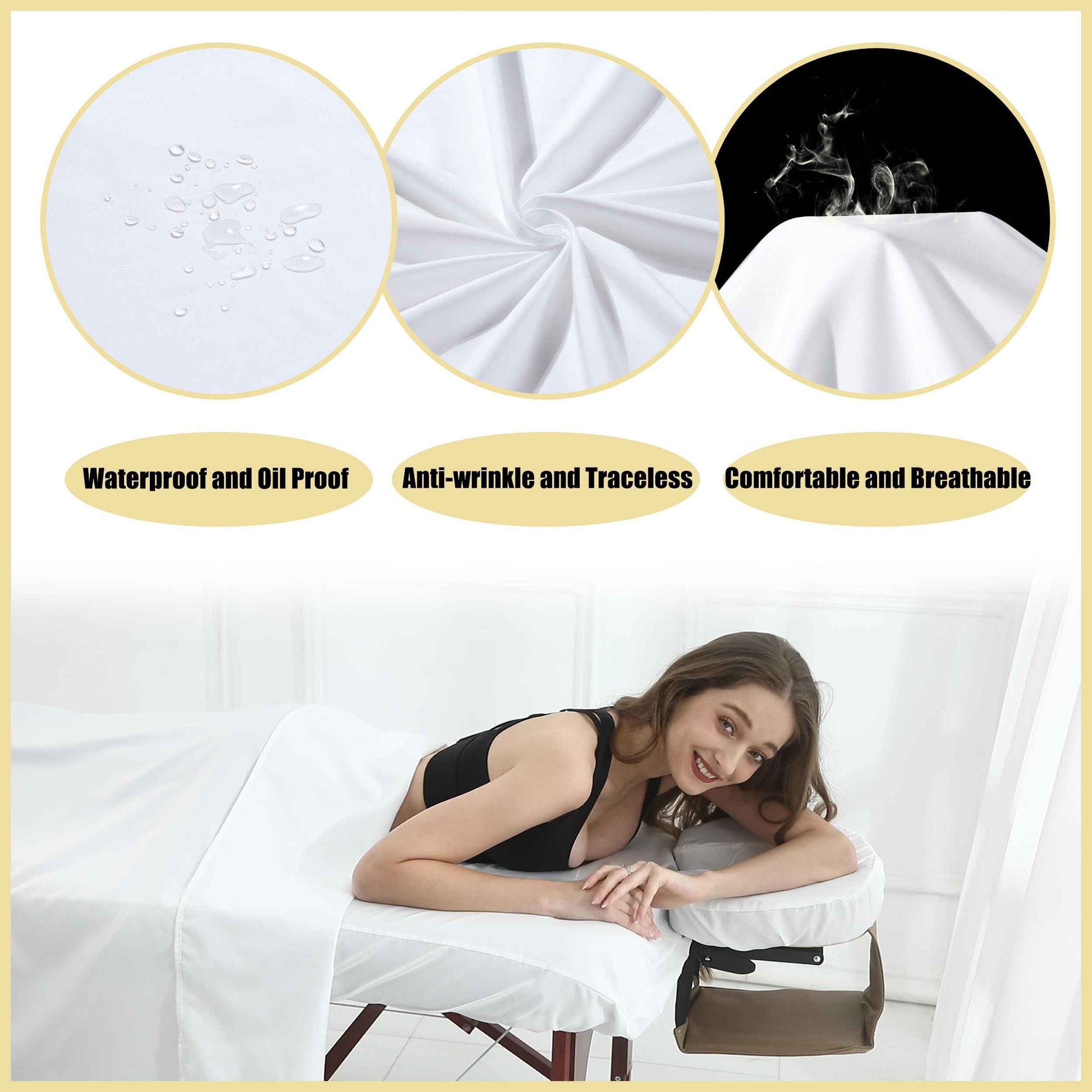 2 Sets Microfiber Massage Table Sheet Sets 3 Pcs Massage Bed Cover Soft Wrinkle Free Includes Massage Fitted Sheet,Massage Sheets and Face Cradle Cover for SPA Beauty Salon Tattoos (White)