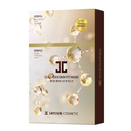 JAYJUN Collagen Skin Fit Mask (10 Sheets) – 2-Step All in one Hydration & Firming Ritual with Hyaluronic Acid & Marine Collagen 0.84 fl. oz.
