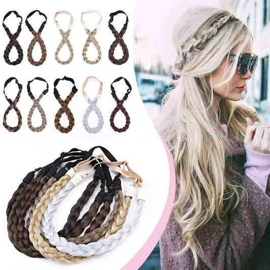 Hairro Synthetic Braided Hair Headbands Slim Three-strand Braid Plaited Hairpiece Elastic Stretch Fake Braid Hair Band for Women and Girls Fashionable Beauty Hair Highlight 9/24 Blonde