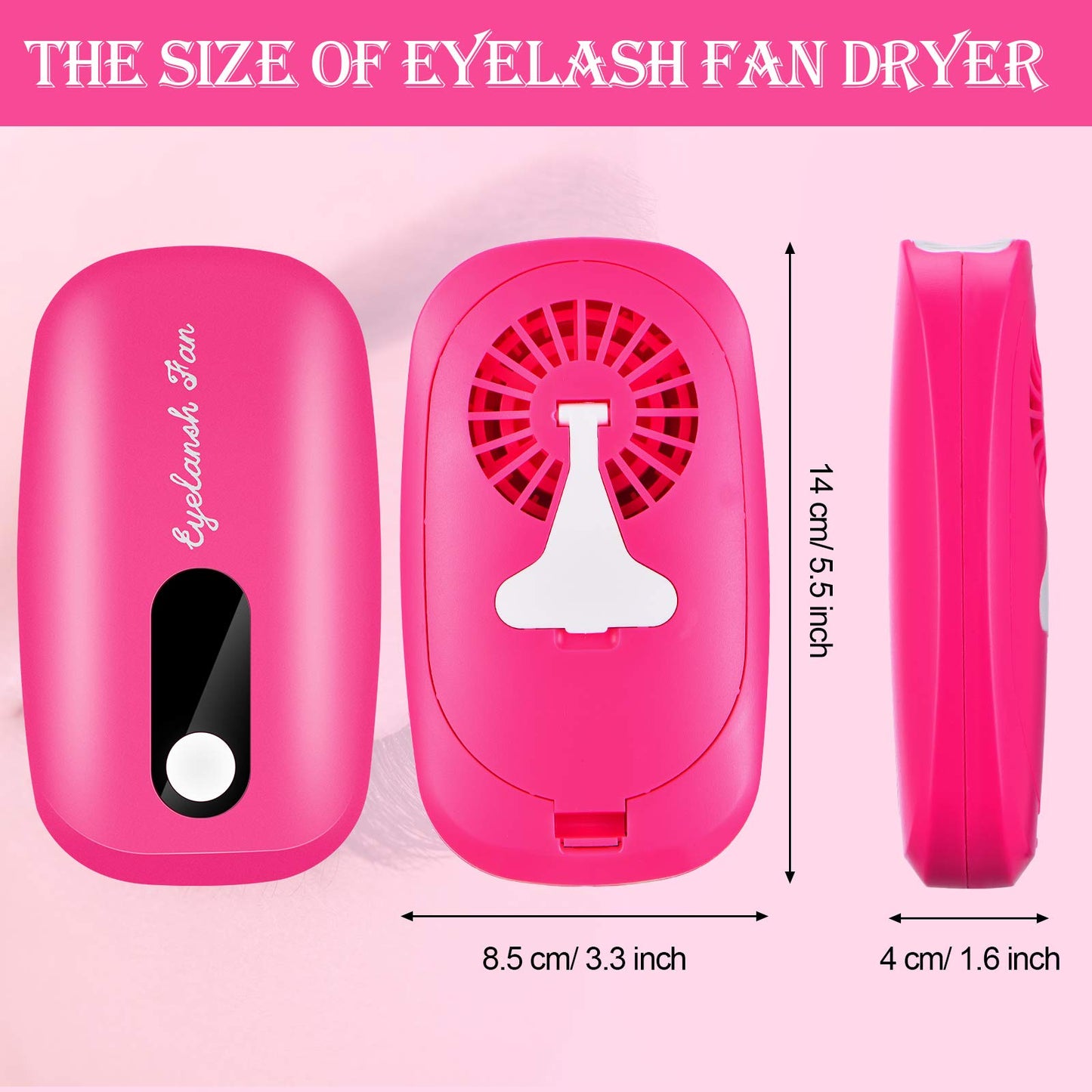 Honoson 2 Pieces Eyelash Fan Dryer USB Mini Portable Fans Rechargeable Electric Bladeless Air Conditioning Refrigeration Blower Dryer Fan for Eyelash Extension