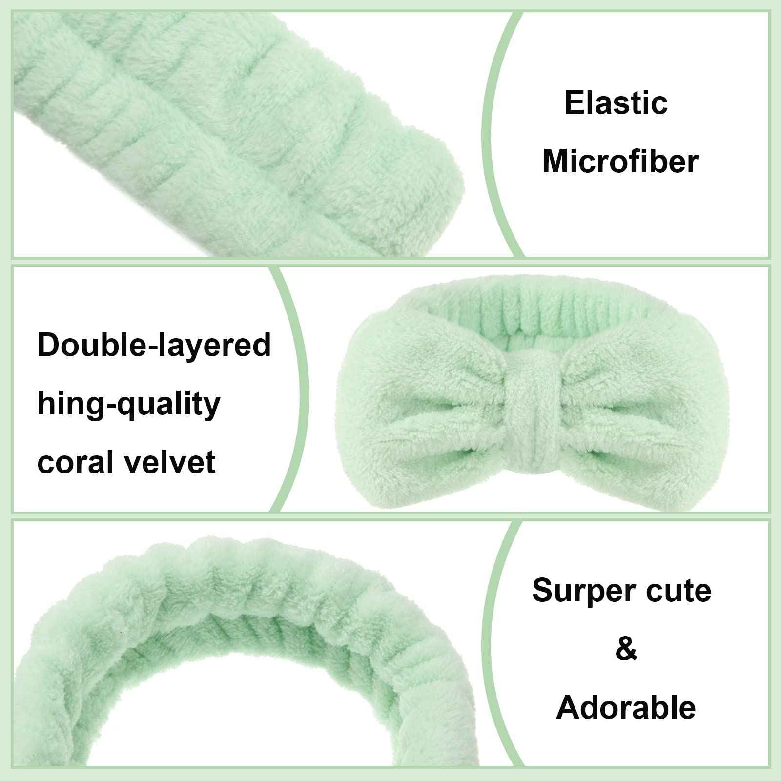 Tigeen 52 Pieces Spa Headband for Washing Face Bulk Soft Coral Fleece Skincare Headband, Bow Makeup Cosmetic Hairband Fluffy Shower Spa Essentials for Girls Women Slumber Supplies(Vivid,Solid Series)