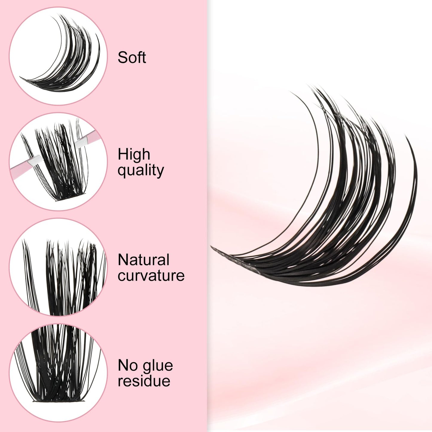 FADLASH Lash Extension DIY Kit Volume Fluffy Lash Clusters D Curl Cluster Lashes with Lash Bond and Seal Lash Tweezers for DIY Eyelash Extension at Home for Self Use（Kit 60D+80D-0.07D-12-18MIX）