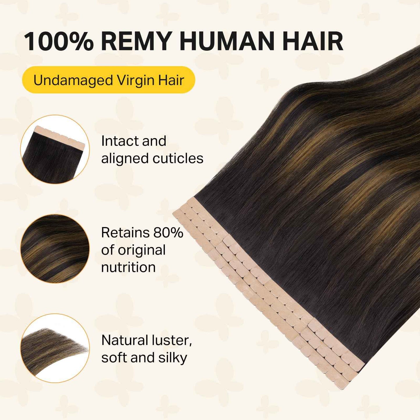 DOORES Tape in Hair Extensions, 10pcs 35g 16 Inch Balayage Dark Brown to Chestnut Brown Mini Tape Weft Extensions Invisible Remy Real Human Hair DIY Seamless Flexible Wear Silky Straight