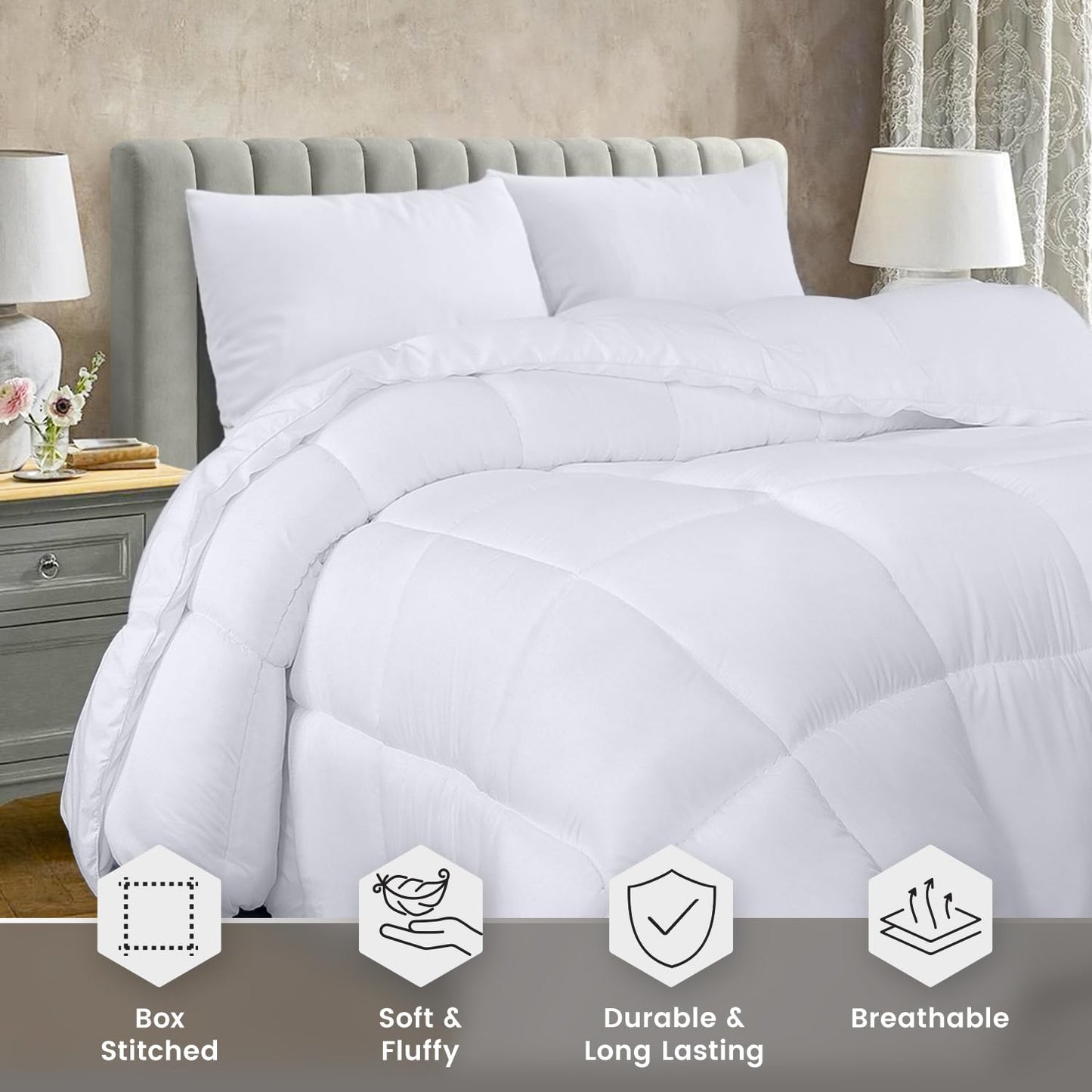 Utopia Bedding Comforter Duvet Insert, Quilted Comforter with Corner Tabs, Box Stitched Down Alternative Comforter California King (White)