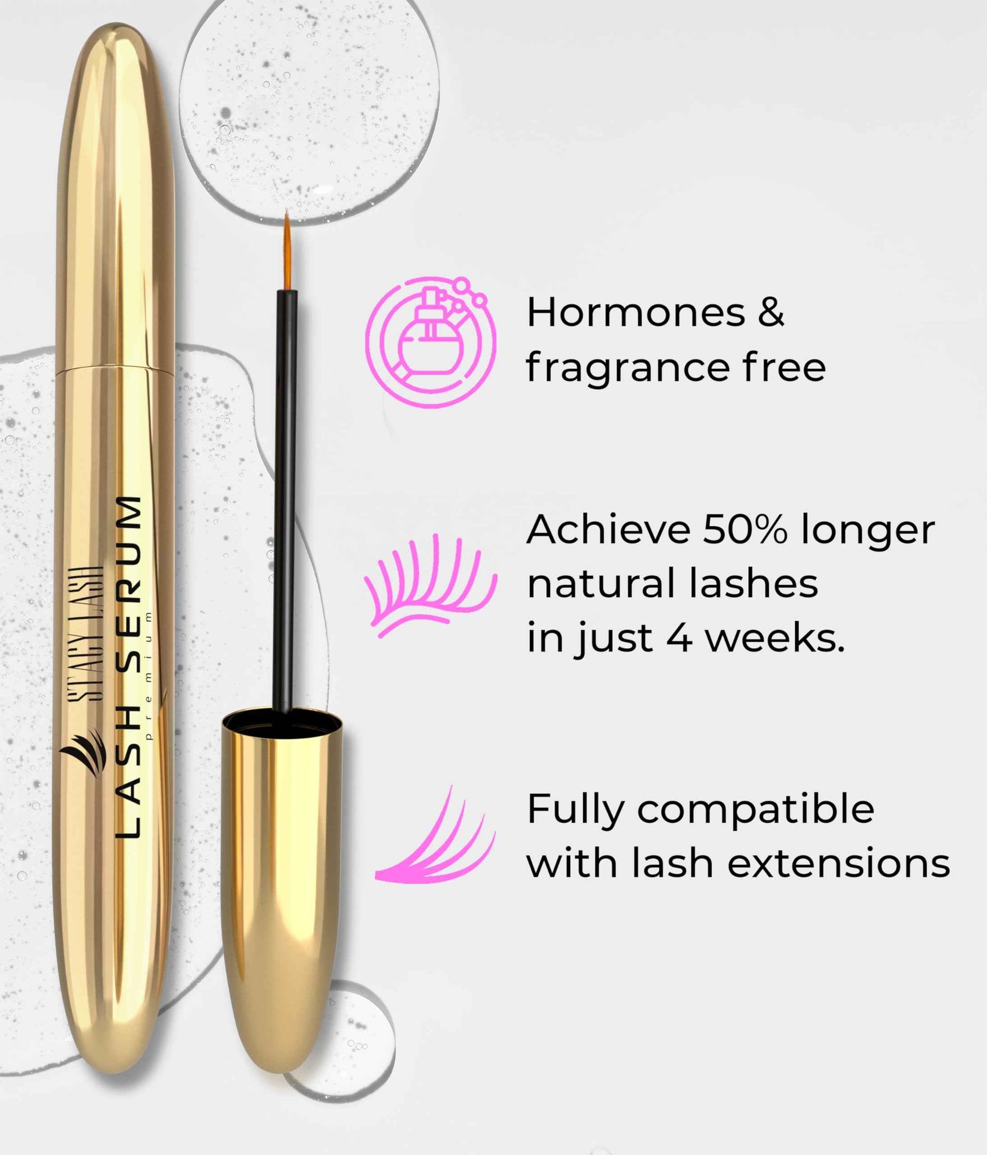 Stacy Lash Growth Serum (0.17fl.oz / 5ml) | Eyebrow & Eyelash Enhancing Serum for Natural Lashes & Brows
