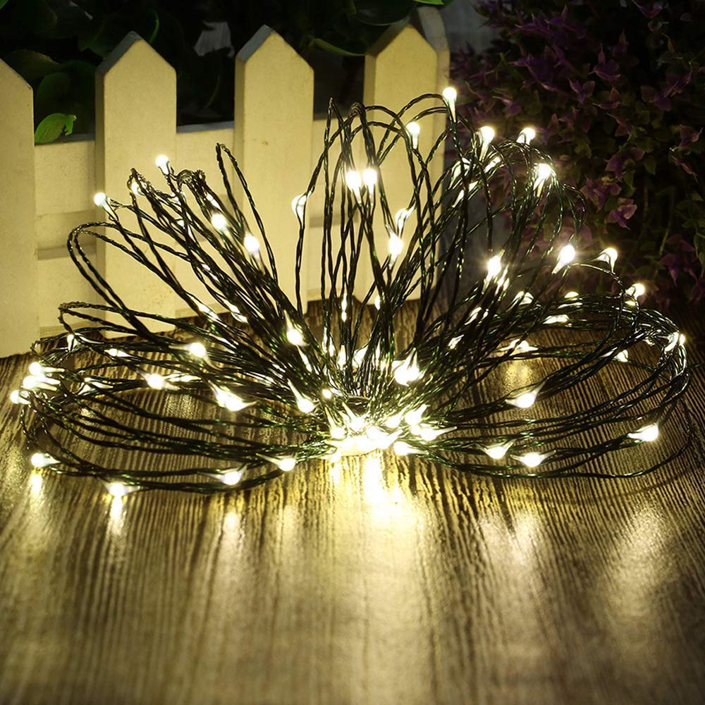 Battery Operated String Lights - 18FT 50 Micro LEDs Starry Lights Christmas Lights Fairy Lights Firefly Lights with Dark Green Copper Wire for Christmas Tree Wreath DIY Wedding, Waterproof, Warm White