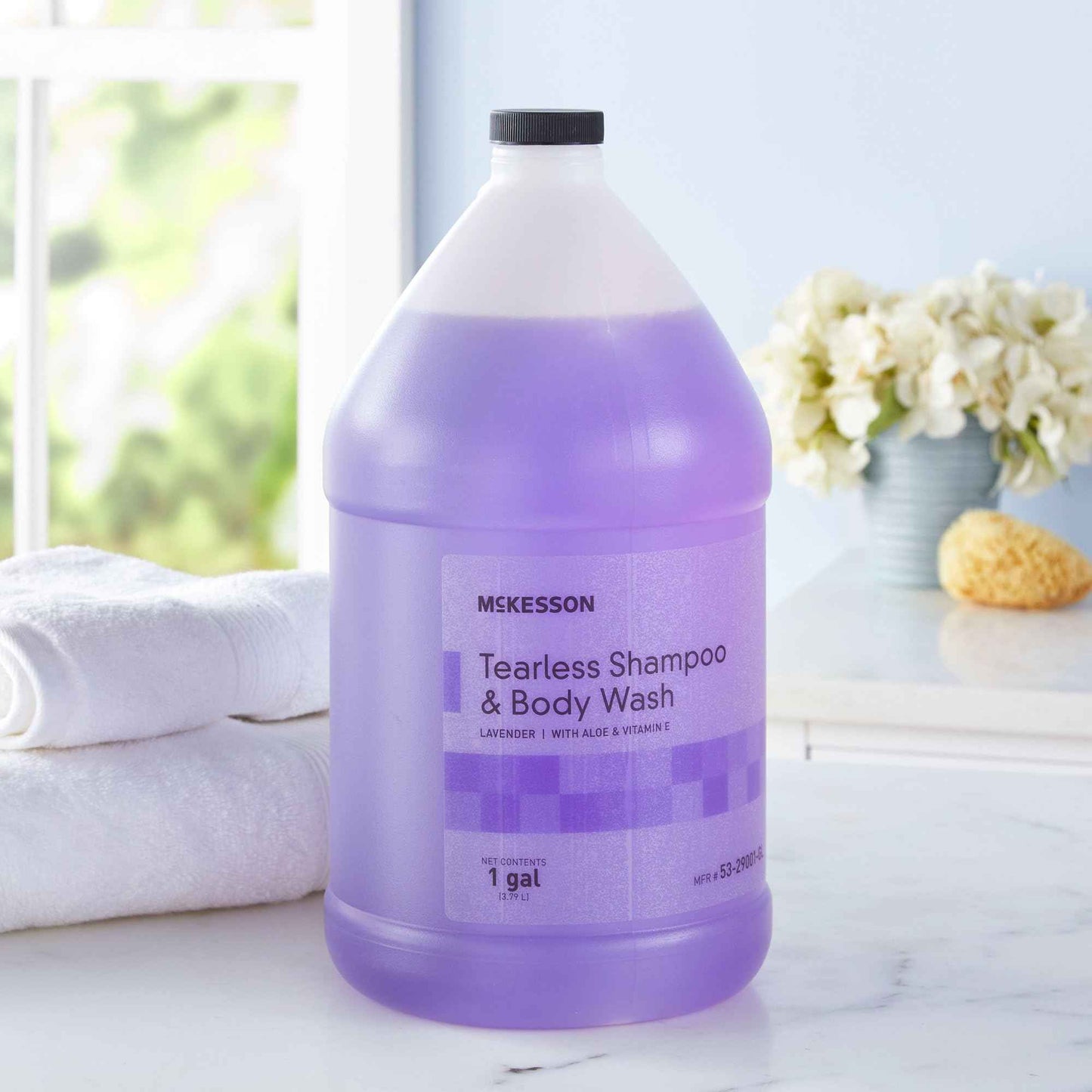 McKesson Shampoo and Body Wash with Aloe & Vitamin E, 1 Gallon [Pack of 1] Bulk, Refill, Tearless, Lavender