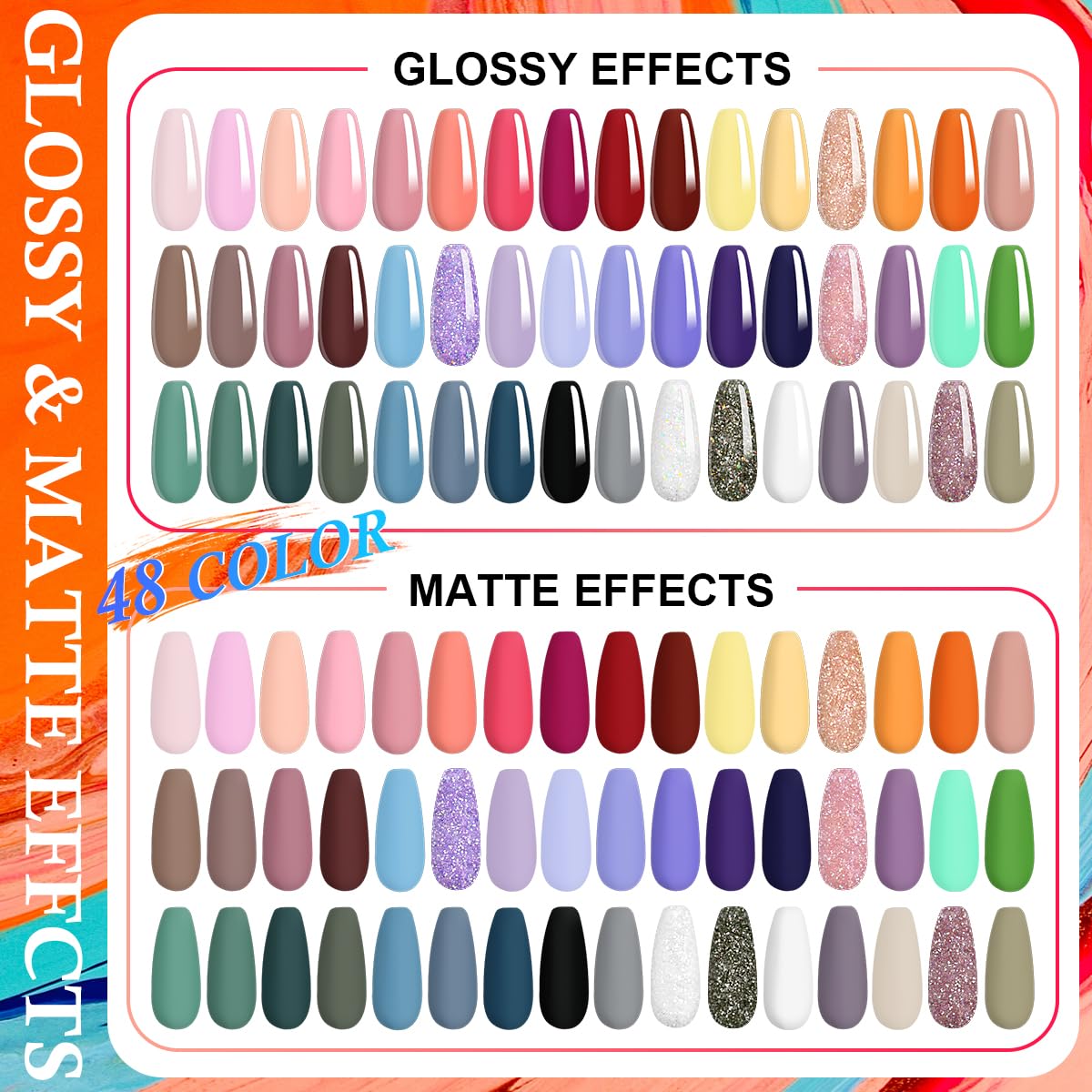 VICOVI 52PCS Gel Nail Polish Kit With UV Light 48 Colors Gel Nail Polish Set with Glossy Matte Top Base Coat Nail Lamp Manicure Starter Kit for Nail Art Salon Design Gifts for Women Girls All Seasons