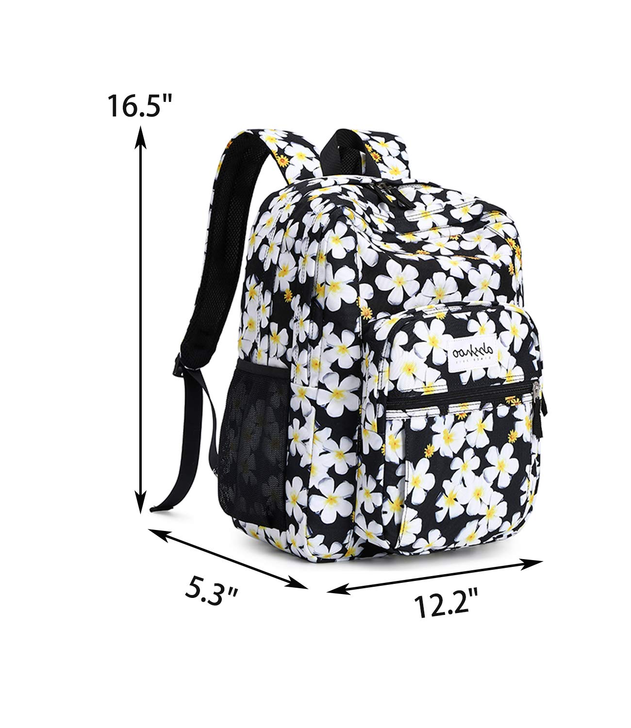 abshoo Classical Basic Womens Floral Backpack For College Water Resistant Bookbag (Floral Black)