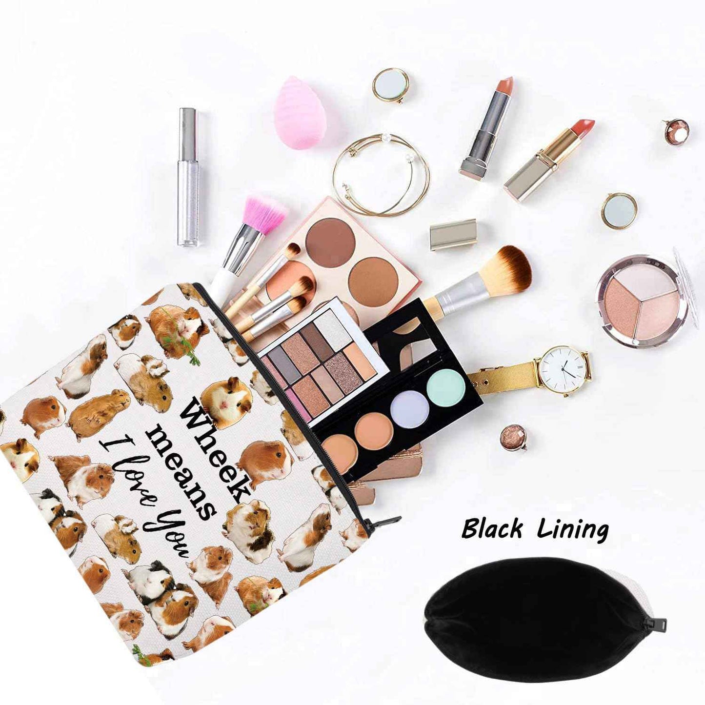 LEVLO Funny Guinea Pig Cosmetic Make Up Bag Guinea Pig Lover Inspired Gift Guinea Pigs Make Me Happy You Not So Much Guinea Pig Makeup Zipper Pouch Bag (Guinea Pigs)