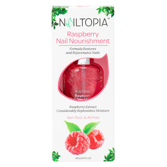 Nailtopia Raspberry Nail Nourishment - Revitalizing Nail Strengthener Treatment for Stronger Nails - Growth Serum for Damaged, Thin, Cracked Nails - Vitamin Infused, Bio Sourced, and Vegan - 0.41 oz