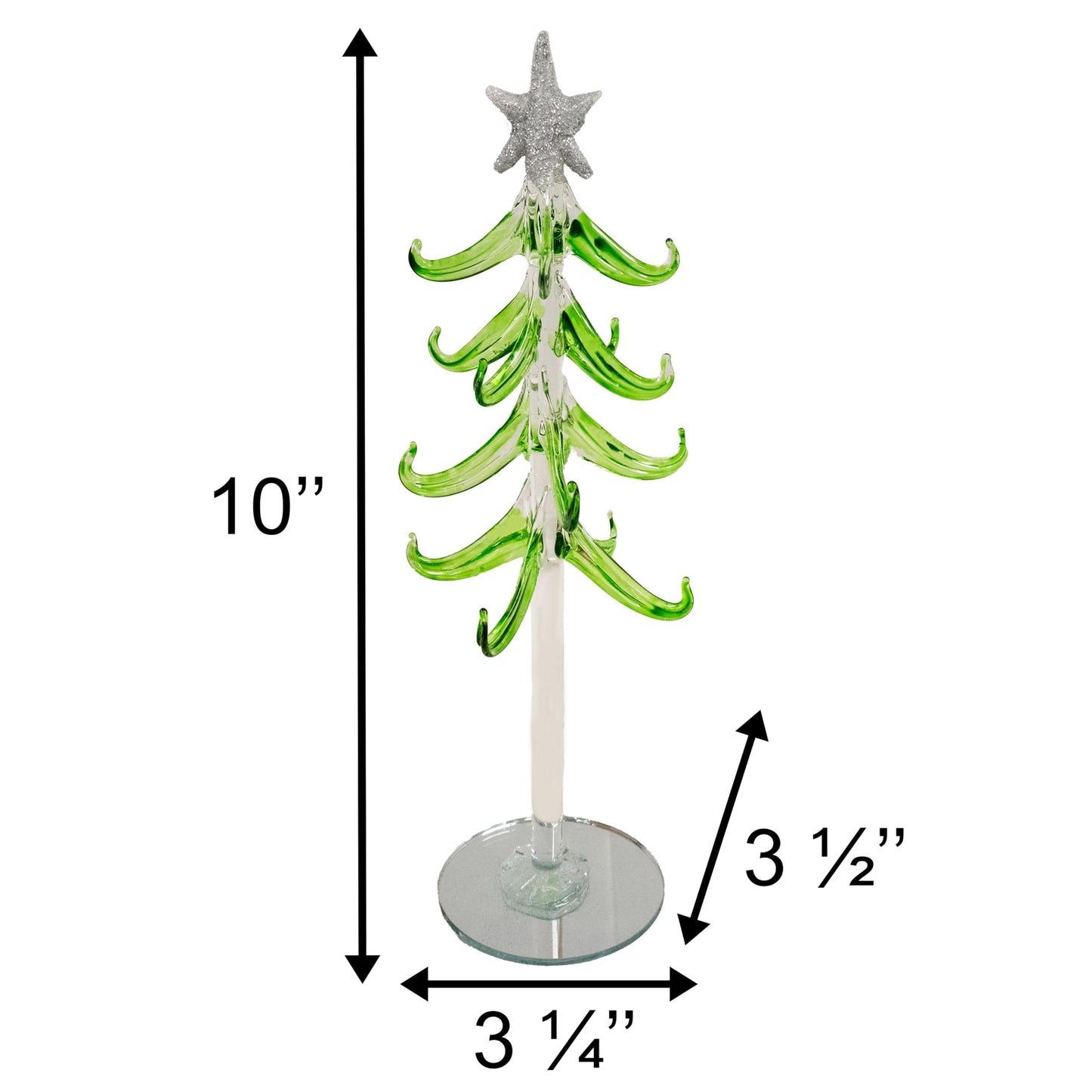 Red Carpet Studios Miniature Glass Christmas Tree with 16 Glitter Ornaments, 10-Inches, Silver