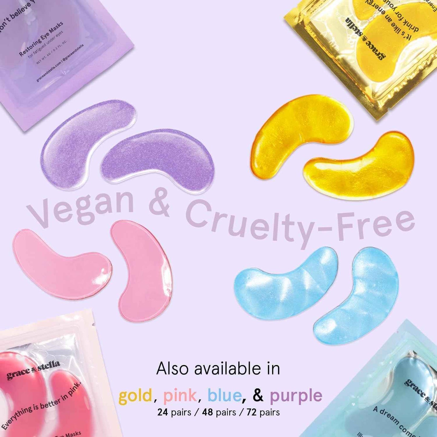 grace & stella Retinol Under Eye Patches for Puffy Eyes and Dark Circles - Restoring Gel Under Eye Masks with Hyaluronic Acid - Vegan Skincare, White Elephant Gifts for Adults (Purple, 48 Pairs)