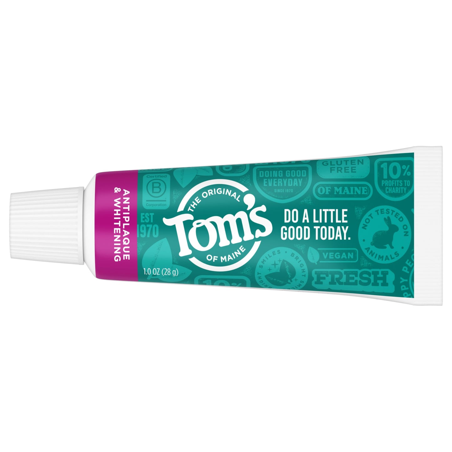 Tom's of Maine Fluoride-Free Antiplaque & Whitening Toothpaste, Travel Size, Peppermint, 1 oz. 12-Pack