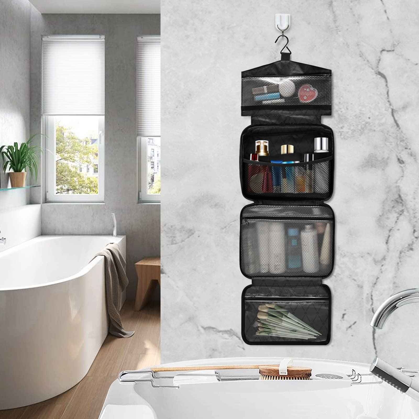 ALAZA Red Polka Dot Toiletry Bag Men and Women Travel Hanging Makeup Cosmetic Bag Toiletries Accessories L