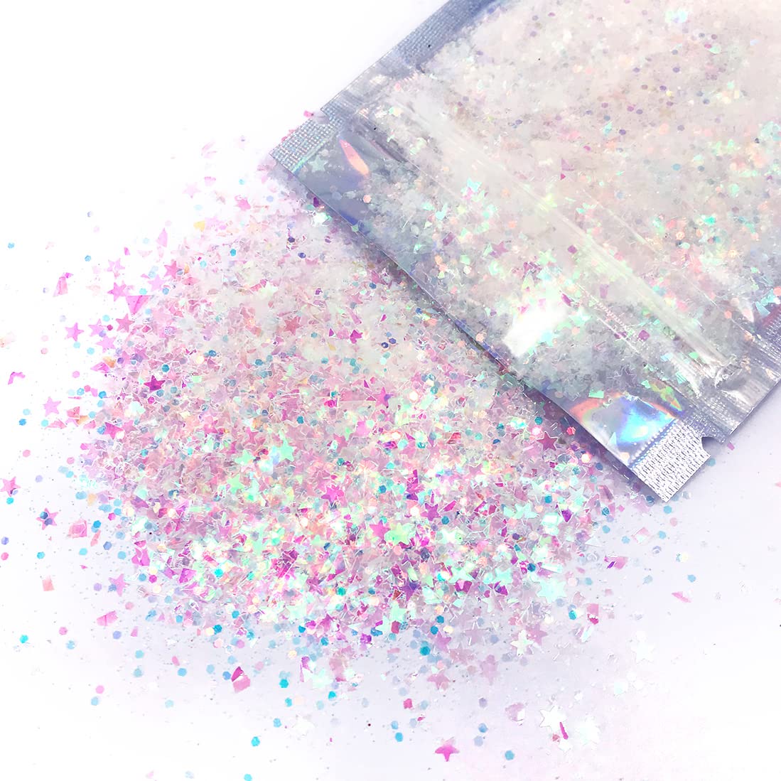 Iridescent Body Glitter - 15g Chunky Holographic Face Glitter, Hair Glitter, Eye Glitter and Body Glitter, Rave Glitter, Festival Accessories, Cosmetic Glitter Makeup. Loose Glitter Set