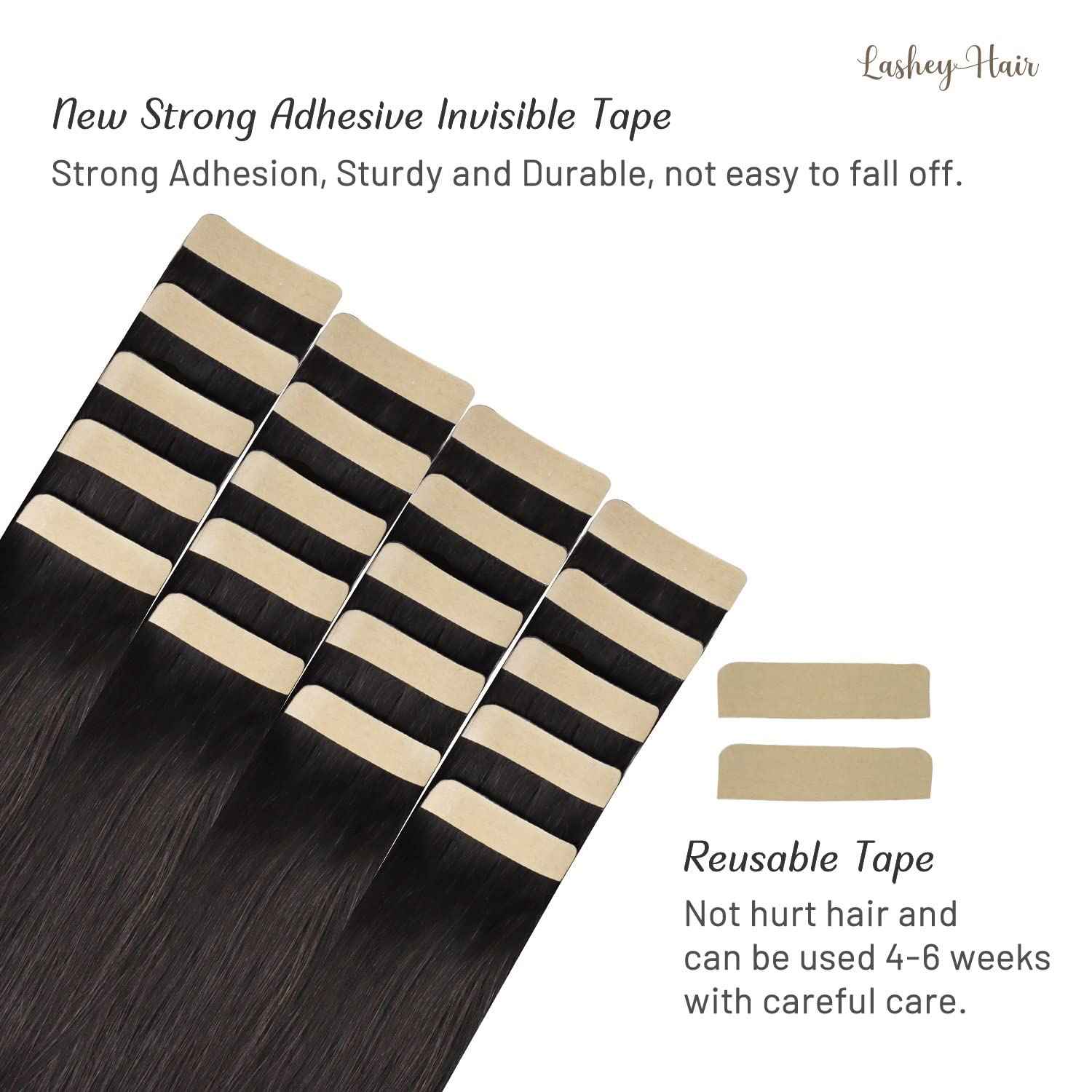 Lashey Tape in Hair Extensions Human Hair, 14 inch Dark Brown Straight Remy Hair Extensions Tape in 20pcs 50g