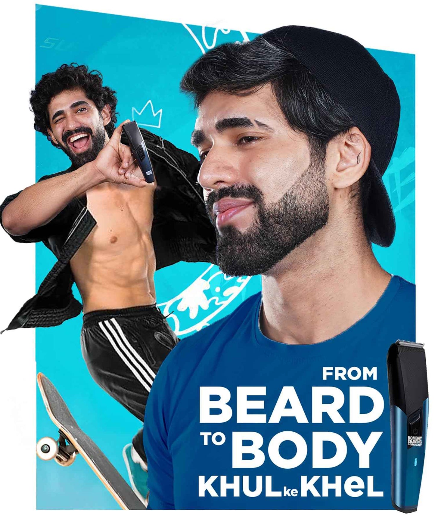 Bombay Shaving Company 11 in 1 Trimmer Men All in One Full Body Trimmer for Men 90 Min Charge time 90 mins Run time Type C Charging Power Groomer (New Model), Blue