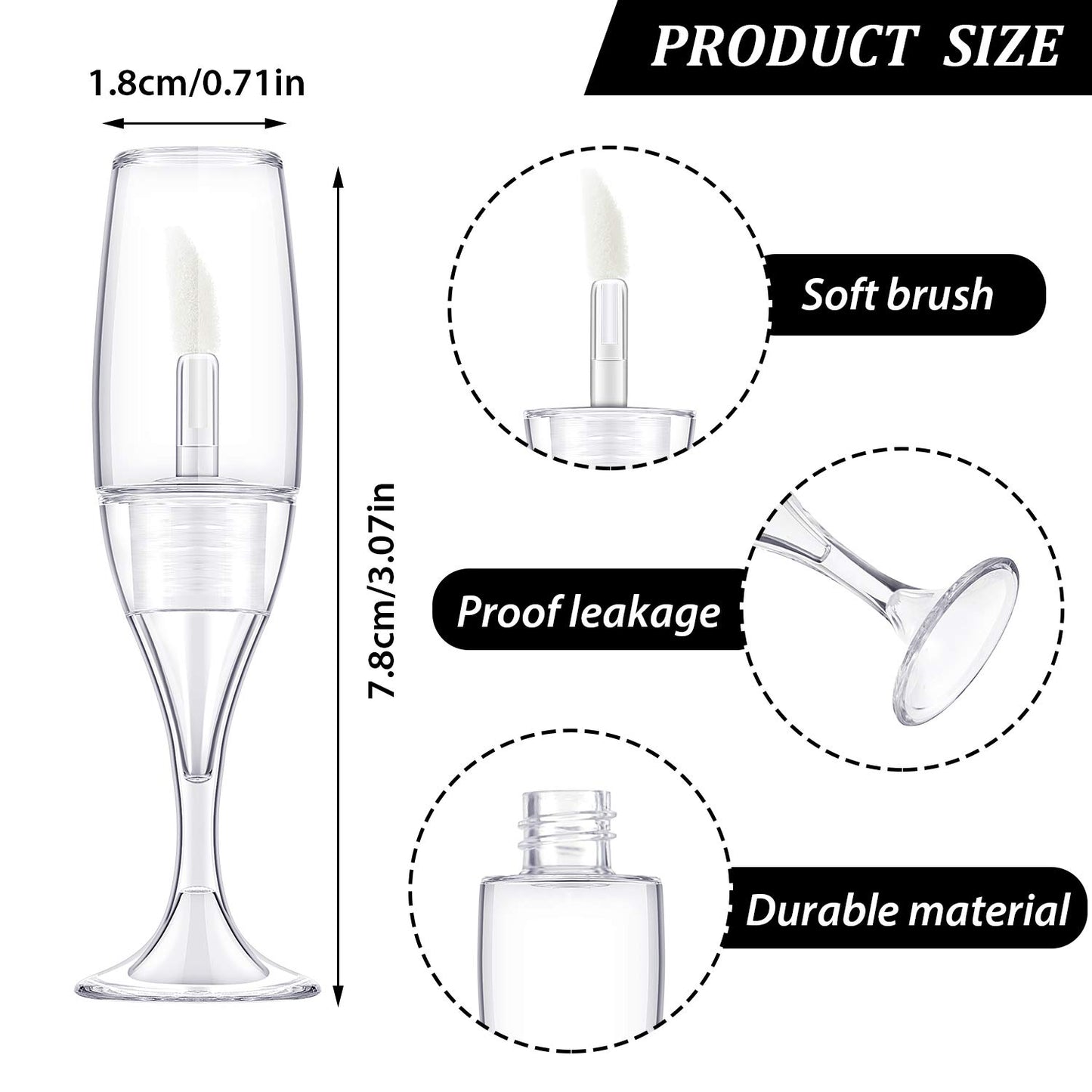 20 Pieces 8 ml/ 0.27 oz Lip Gloss Tubes Mini Wineglass Shaped Empty Lip Gloss Tube Lip Balm Containers Mini Refillable Bottles Lip Glaze Container with 2 Pieces Funnels for Women Girls (Transparent)