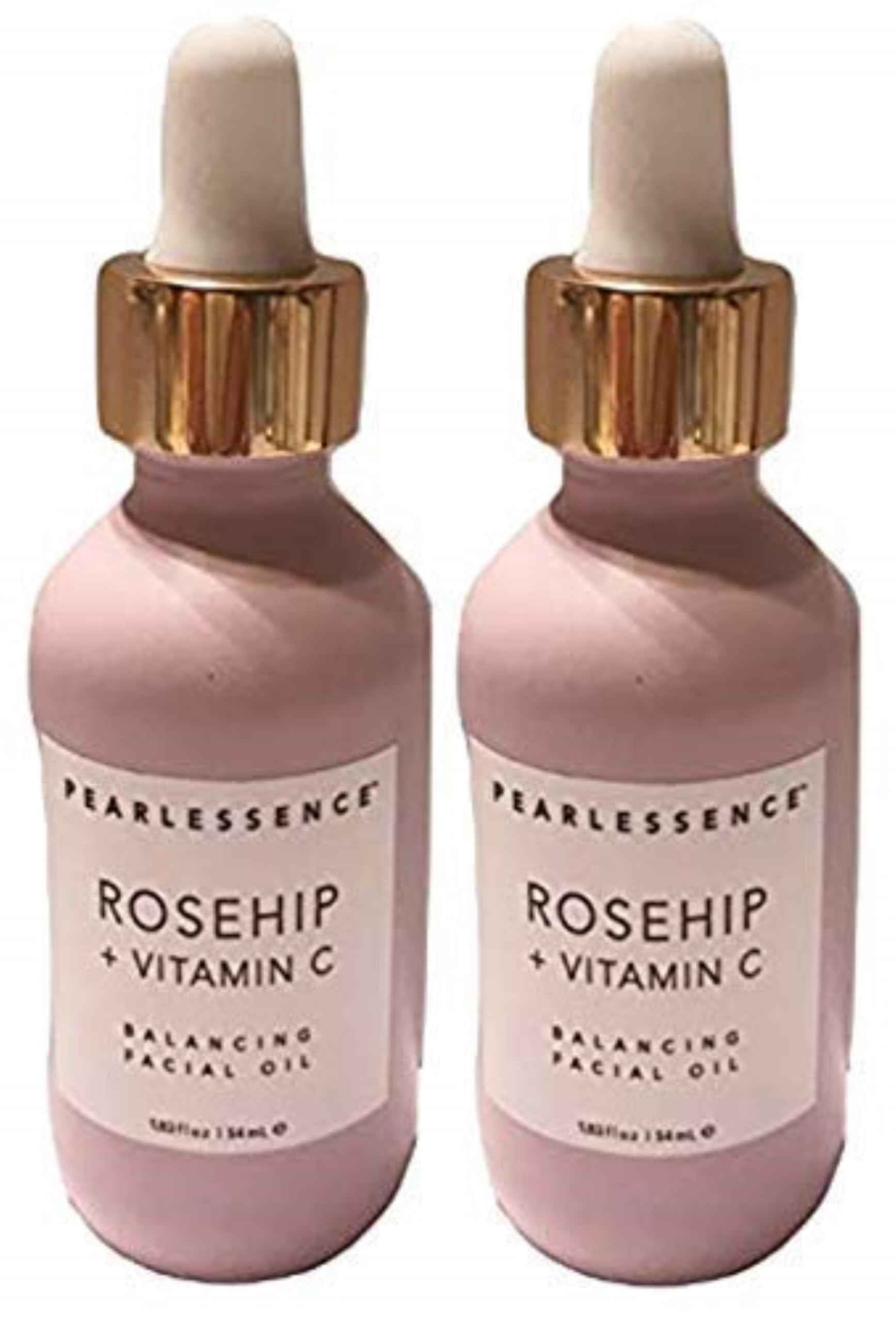 Pearlessence Rosehip Balancing Facial Oil + Rosehip Fruit Oil & Vitamin C - Daily Hydration to Balance & Revive Skin | Adds Moisture to Dry Skin | Made in USA & Cruelty Free (1.83 fl oz each, 2 Pack)