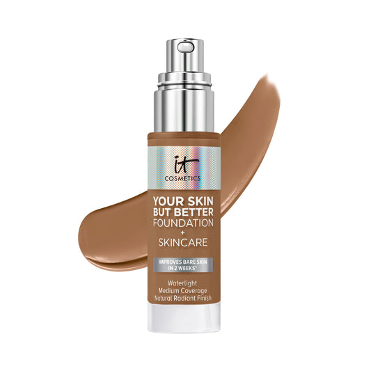 IT Cosmetics Your Skin But Better Foundation + Skincare, Rich Neutral 51.25 - Hydrating Coverage - Minimizes Pores & Imperfections, Natural Radiant Finish - With Hyaluronic Acid - 1.0 fl oz