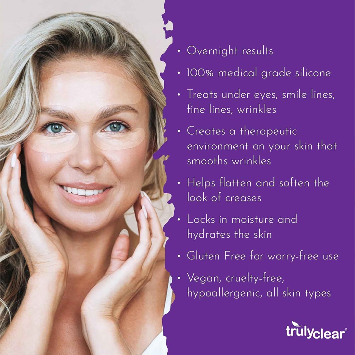 Truly Clear 20X Reusable Expression Line Smoothing, Medical-Grade Silicone for Overnight Wrinkle Reduction & Anti-Aging Hydration, Beautify Brow Lift Forehead Anti-Wrinkle Patch