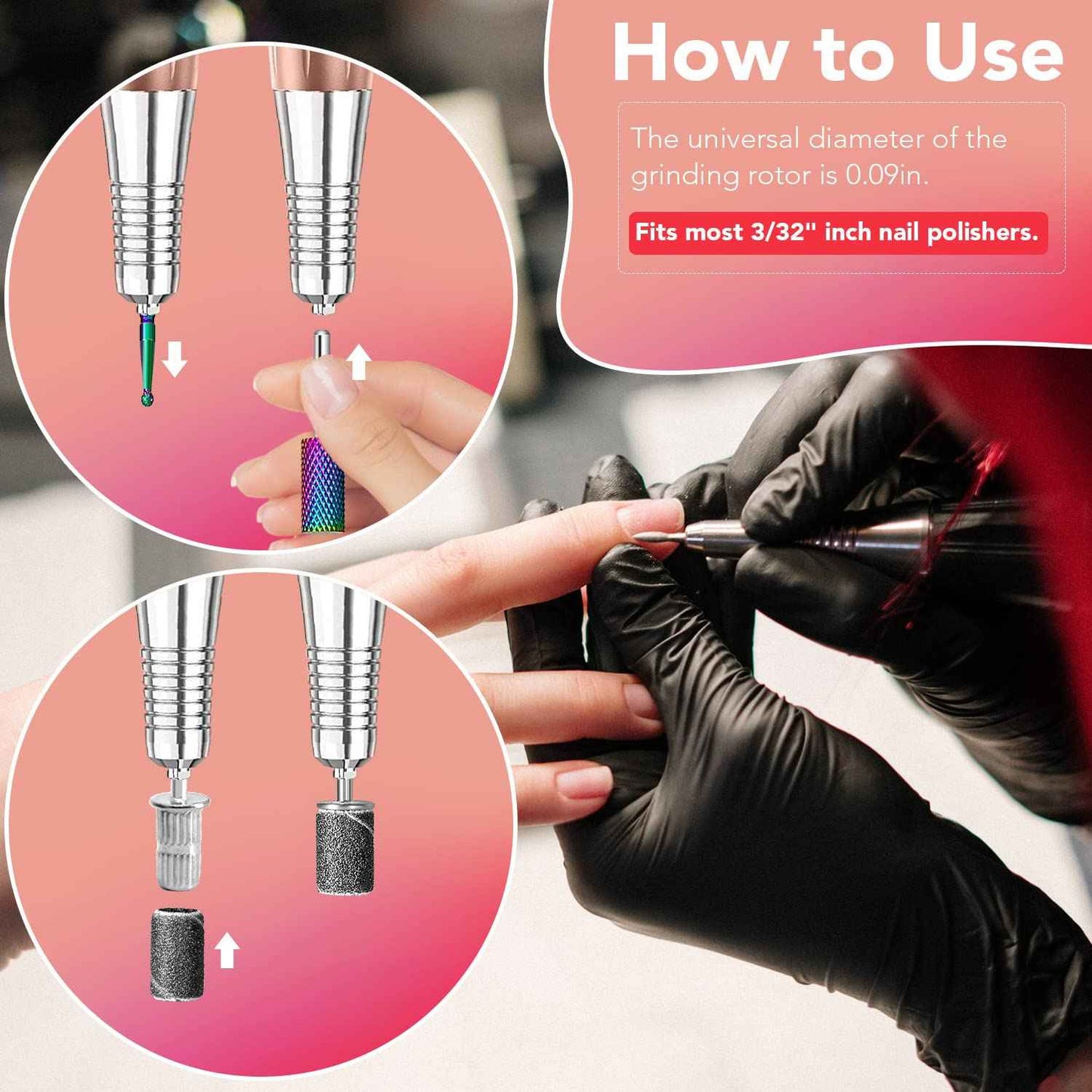 Onism 25Pcs Nail Drill Bits Set - 3/32 Inch Tungsten Carbide Ceramic Nail Bits Kit for Professional Manicure Pedicure Remover for Home Salon Acrylic Gel Nail Polish - With Nail Tool Box