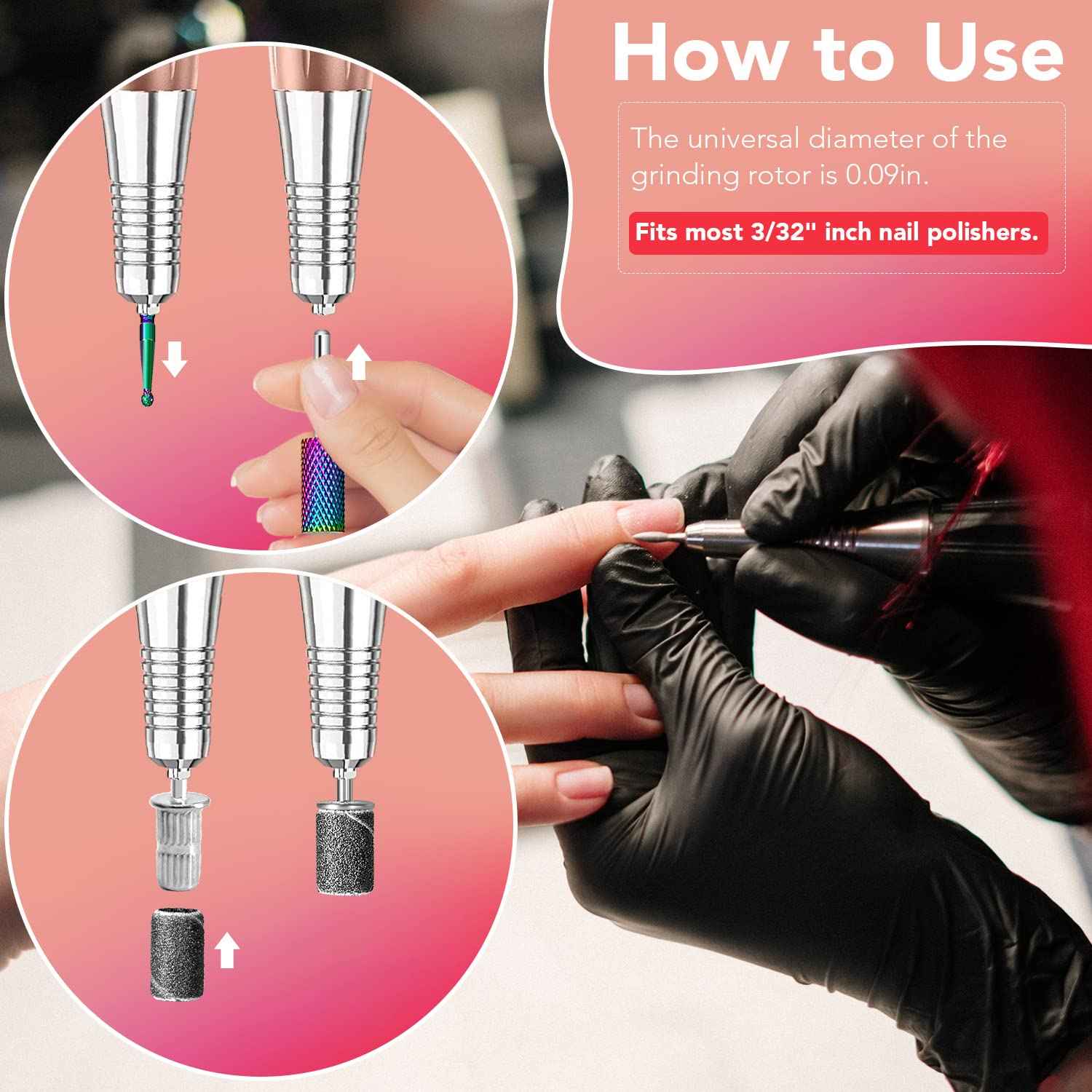 Onism 25Pcs Nail Drill Bits Set - 3/32 Inch Tungsten Carbide Ceramic Nail Bits Kit for Professional Manicure Pedicure Remover for Home Salon Acrylic Gel Nail Polish - With Nail Tool Box