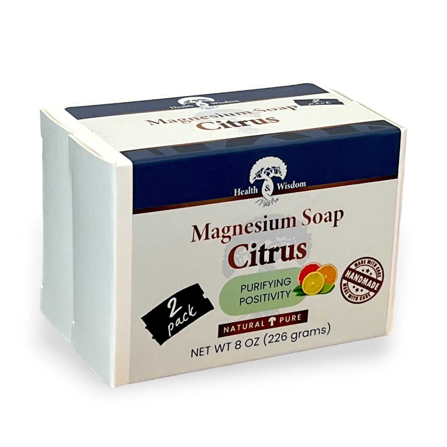 Health and Wisdom Magnesium Soap Bar - Bar Soap, Magnesium Body Wash, All Natural Soap Bar, Magnesium Bar, Magnesium Shower, Magnesium Oil, Bath Soap Bars - Citrus, 4 Oz (Pack of 2)