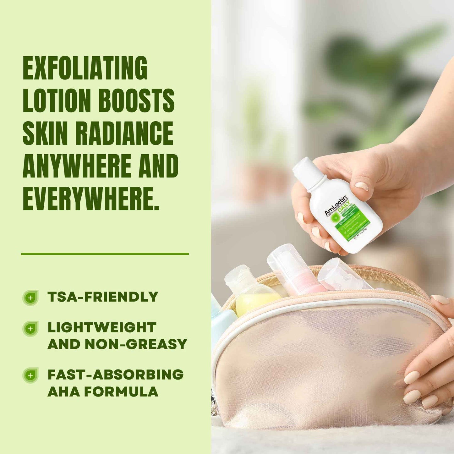 AmLactin Daily Nourish Travel Size Lotion (Pack of 6) - Therapeutic Body Lotion for Dry Skin, No-Scrub Exfoliator and Moisturizer with 12% Lactic Acid AHA