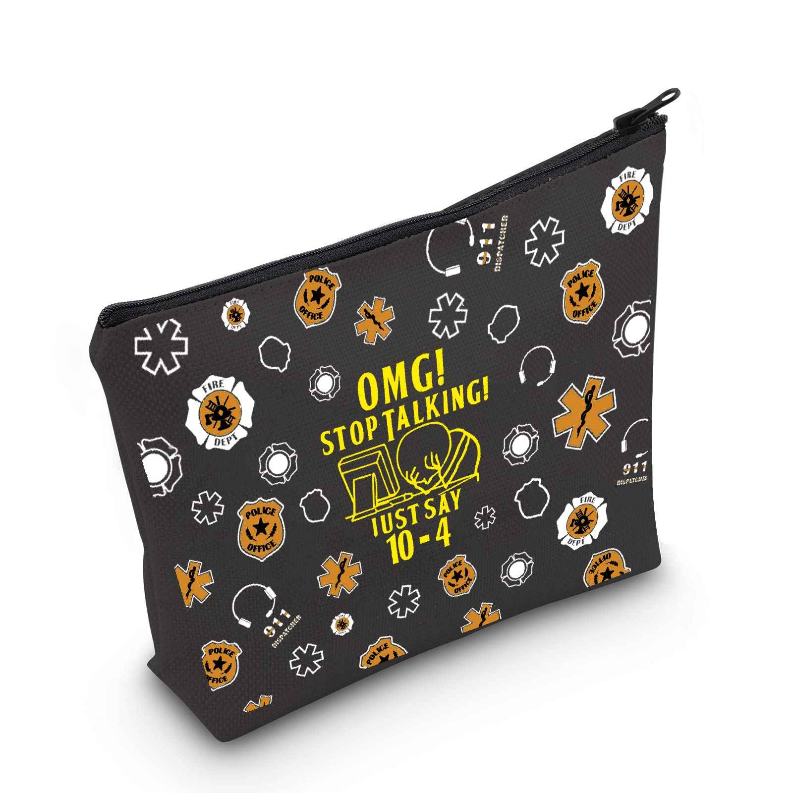 POFULL 911 Dispatcher Gifts Stop Talking Just Say 10-4 Cosmetic Bag Emergency Dispatcher Gift (Stop Talking Cosmetic Bag)