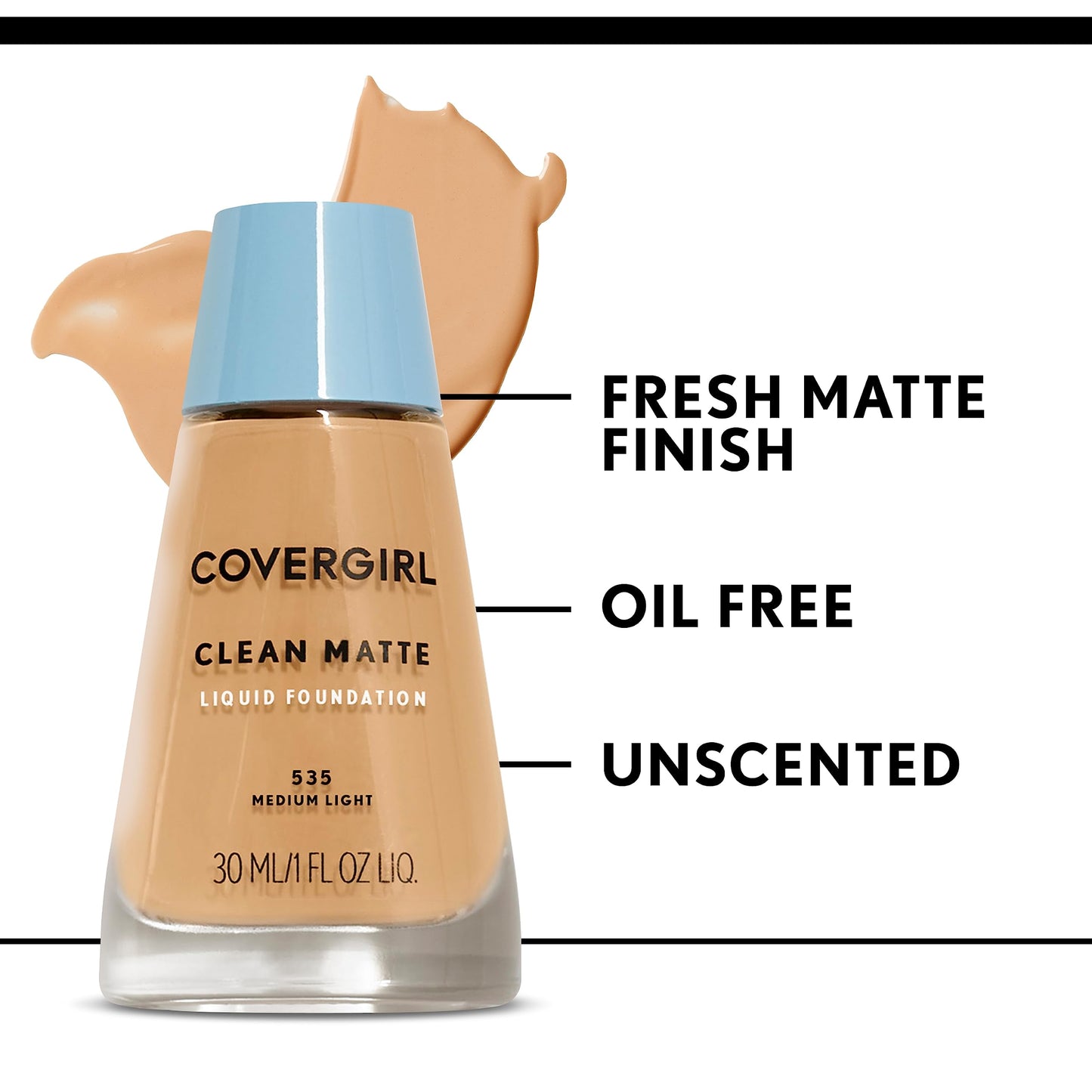 COVERGIRL, Clean Matte Liquid Foundation, Ivory 505, 1 oz, 1 Count (packaging may vary) (Pack of 2)