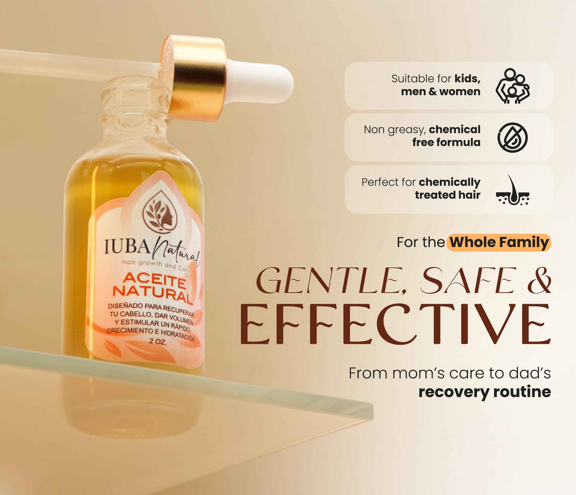 IUBA NATURAL HAIR GROWTH AND CARE Organic Scalp & Hair Oil – Natural hair oil for hair growth and repair – Strengthening hair treatment oil for women & men – Dry scalp solution 2 oz