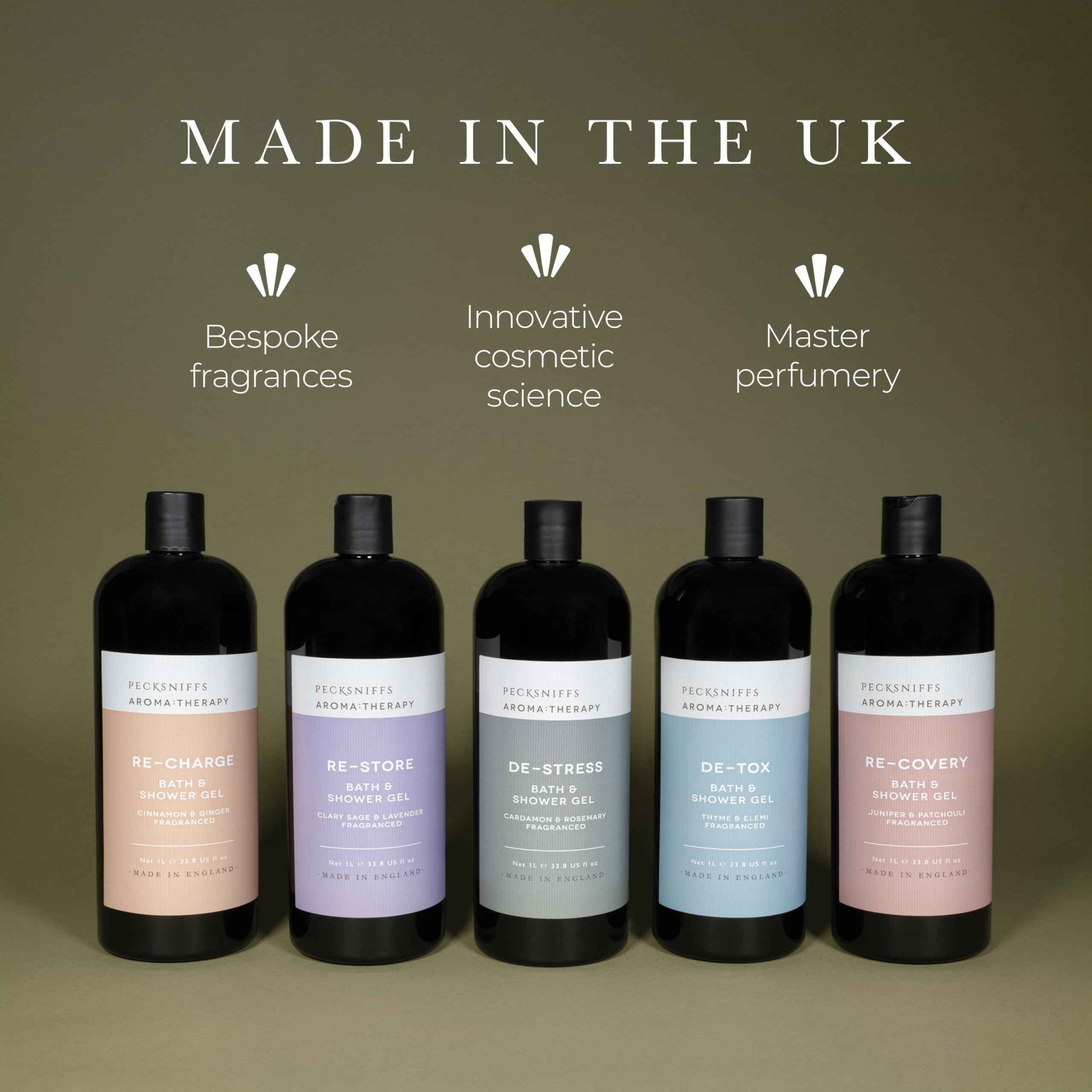 Pecksniff's Aroma:Therapy De-Stress Shower Gel – Luxurious Moisturizing Bath & Body Cleanser, 1000 ml/33.8 fl oz Bottle